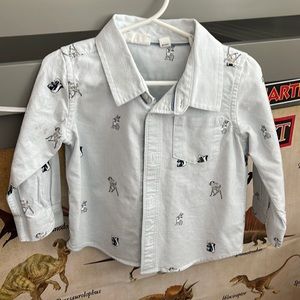 Disney baby gap long sleeve button down Bambi stripe blue/white. Size 18-24